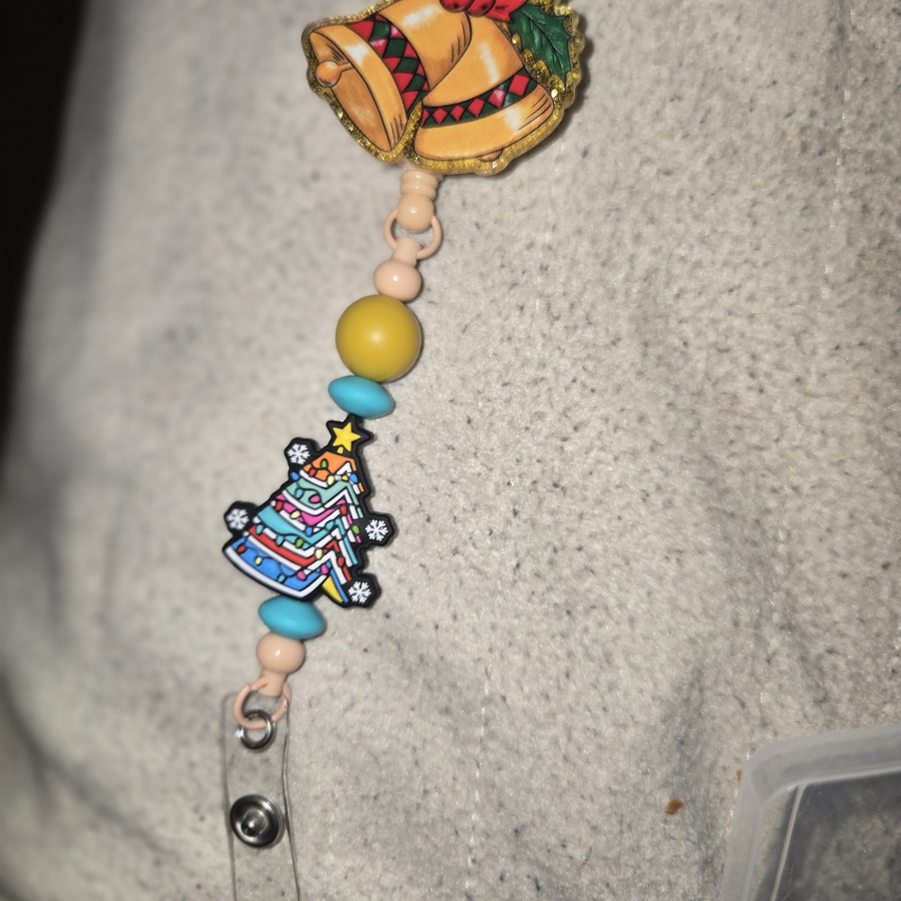 Festive Christmas Bell and Tree Retractable Badge Reel Accessory